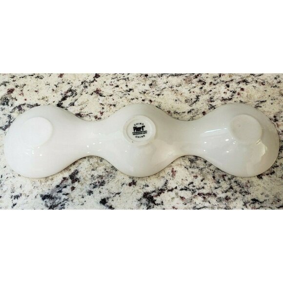 Pier 1 Imports Trio Appetizer Condiment Dip Sauce Tray Serving Dish 3 Sections - Picture 4 of 4